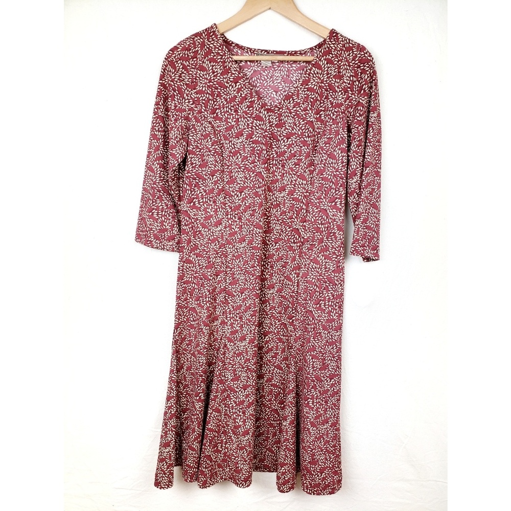 Isabella Bird Red Midi Dress 3/4 Sleeve V Neck M